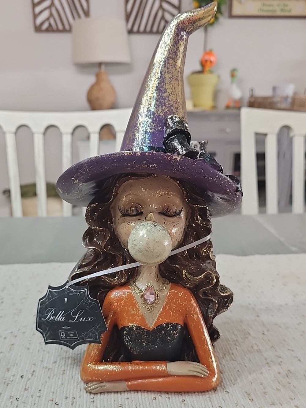 New! Halloween Bella Lux Bubblegum Eyelash Witch Figurine